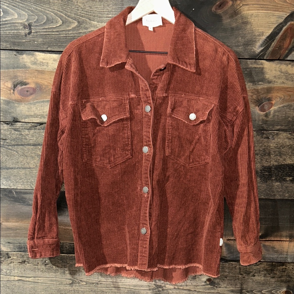 Rust Corduroy Button-Up Jacket